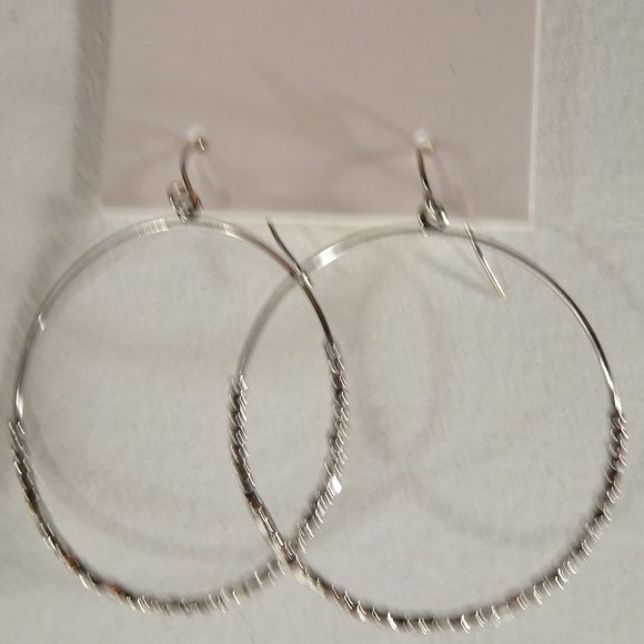 Ann Taylor LOFT Silver Dot Drop Hoop Earrings - Picture 7 of 7